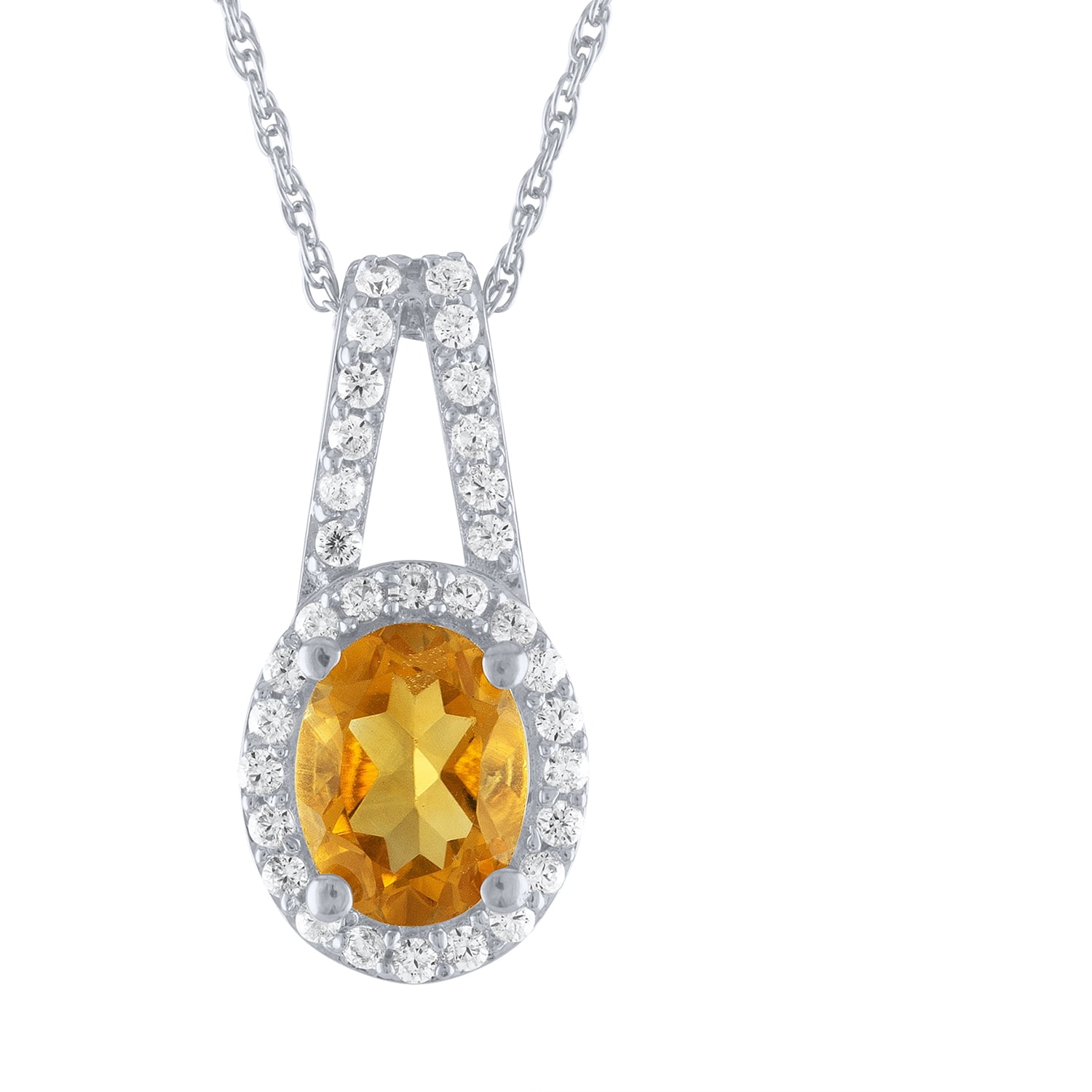 Brilliance Fine Jewelry Citrine and CZ Earring, Pendant and Ring, 3-Piece Set