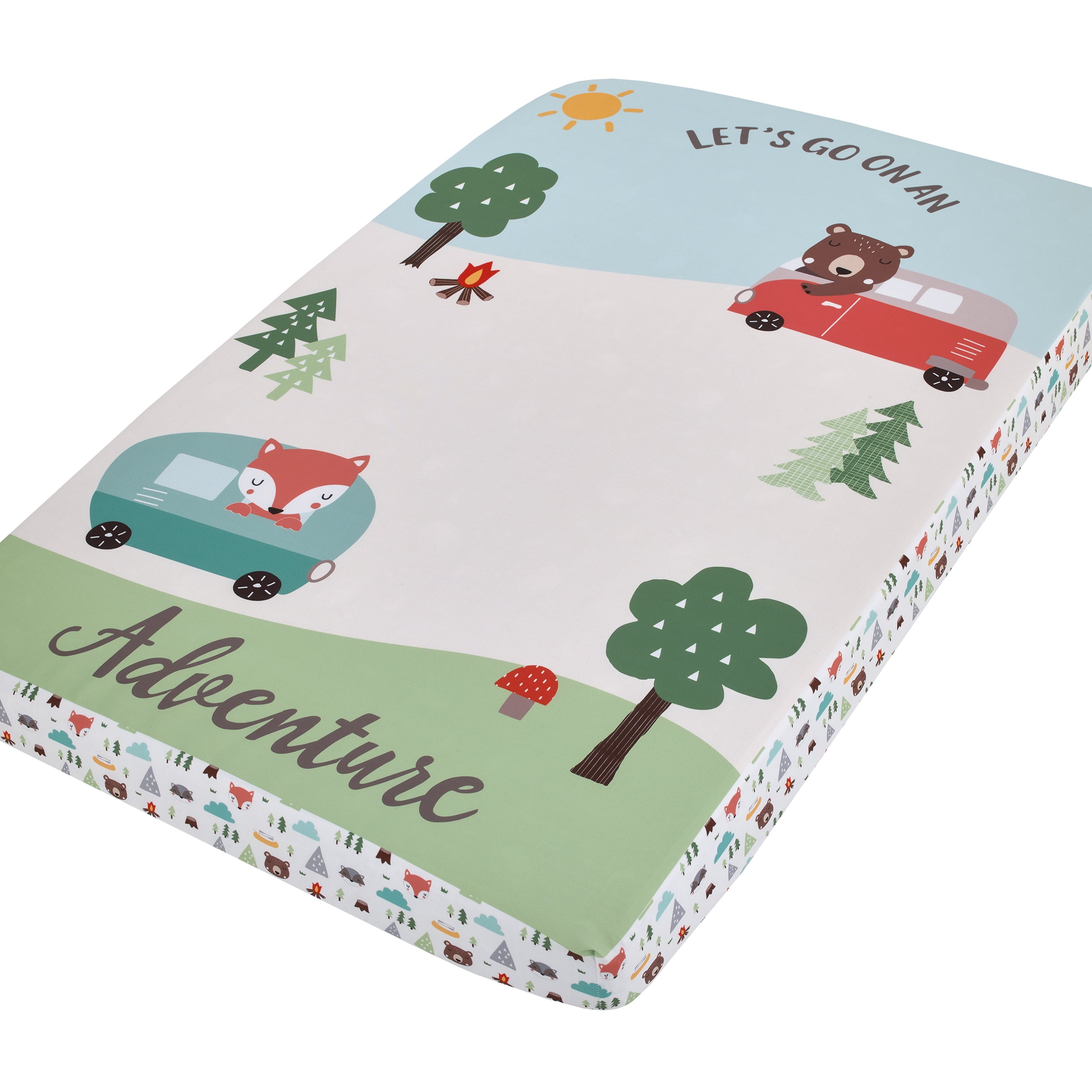Little Love by NoJo Retro Happy Camper Photo Op Fitted Mini Crib Sheet