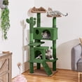 thumbnail image 2 of Yaheetech Cactus Cat Tree Tower with Sisal Scratching Posts, Condos, Ramp, Green/Brown, 2 of 7