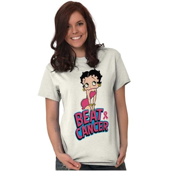 Betty Boop Beat Breast Cancer Ribbon Women's Graphic T Shirt Tees Brisco Brands 2X