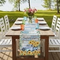 thumbnail image 4 of Table Runners 72 Inches Long Dress Scarves, Sunflowers Trucks Farmhouse Kitchen/Dining Table Runner, Coffee Tablerunners, Spring Farmhouse Eucalyptus Teal Wood 16x72 Inch, 4 of 9