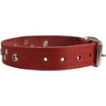 thumbnail image 2 of Genuine Leather Studded Dog Collar, Red, 1' Wide. Fits 13'-17.5' Neck Size, 2 of 5