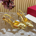 thumbnail image 1 of 2025 New Baotou Rose High Heels with One Button High Quality Sandals Elegant Banquet Gold Summer Party Shoes, 1 of 5