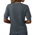 thumbnail image 3 of Women's Short Sleeve Sweater 2026 Spring Summer Tops Lightweight Casual V Neck Sweaters Dressy Work Blouses Clothes Navy S, 3 of 3