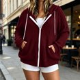 thumbnail image 2 of Nugftut Hoodies for Women Plus Size Full Zip-Up Jacket Oversized Lightweight Sweatshirts Baggy Workout Hoodies with Pockets, 2 of 8