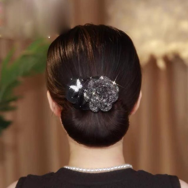 2024 NUEVO moño hábil con flores bordadas a mano, torcedor de cabello para moño hábil, clip para el cabello giratorio, clip para el cabello con forma de bola, rodillo para moño de flores para cabello