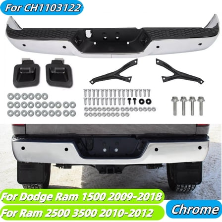 Chrome Rear Bumper For 2009-2018 Dodge Ram 1500 2010-12 2500 3500 W/ Sensor Hole
