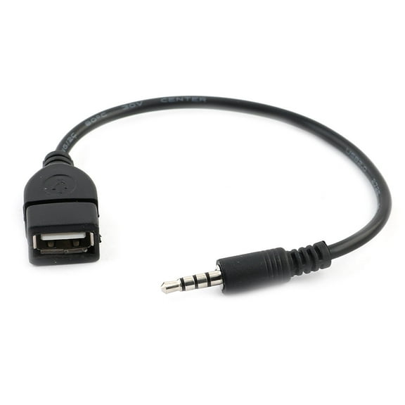 Uxcell Plastic Car USB Female to AUX 3.5mm Male Audio Connector Cable Cord Black 9" Length