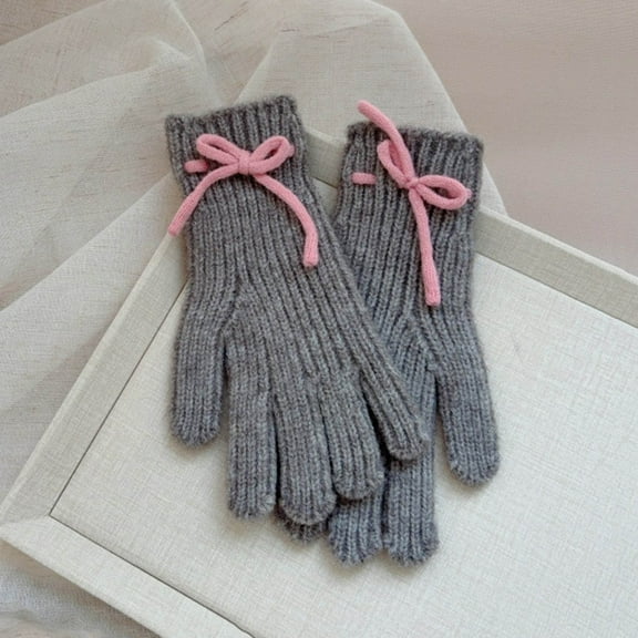 Kids Knitted Gloves Winter Stretchy Warm Gloves for Kids Full Finger Mittens for Children Boys Girls 5-12 Year