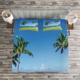 thumbnail image 3 of Ambesonne Tropical Quilted Bedspread Set 3 Pcs, Coconut Palm Hawaii, King Size, Blue Green, 3 of 3