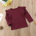 thumbnail image 3 of Gupgi Baby Girl Long Sleeve Solid Color Ruffle Top for Autumn and Spring, 3 of 5