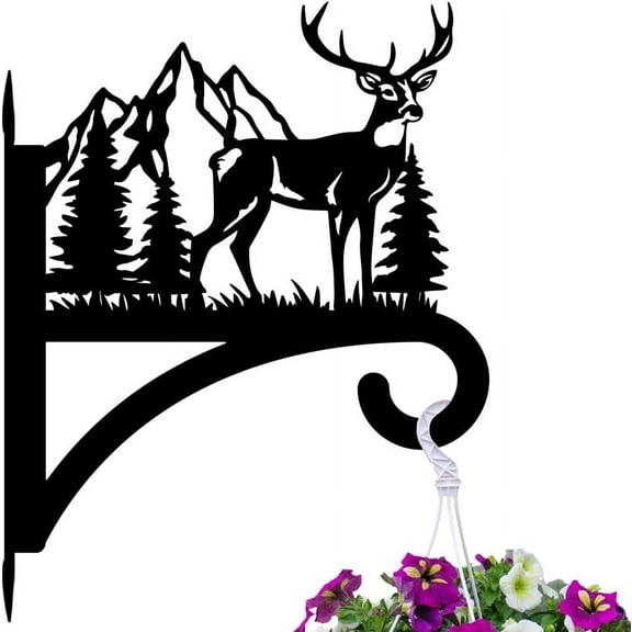 Iron Hanging Plant Hanger Bracket Wall Mounted Plant Hooks Deer 338x390x1.8mm