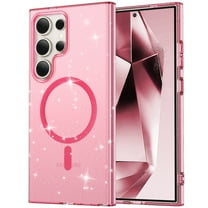 Dteck for Samsung Galaxy S24 Ultra Case, S24 Ultra Magnetic Case Compatible with MagSafe, Glitter Full Body Protective Cover Slim TPU Transparent Bling Phone Case for Samsung S24 Ultra 6.8 Inch,Pink