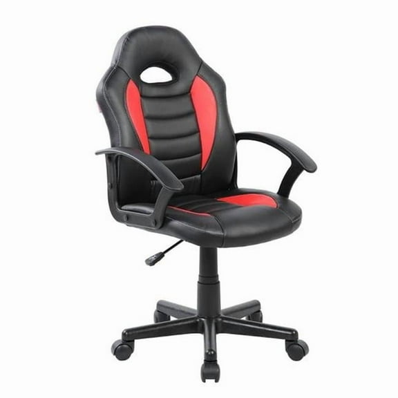 Kids Gaming & Student Racer Chair with Wheels, Red - 35.25-39.25 x 22 x 21.25 in.