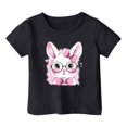 thumbnail image 3 of Toddler Girls Bunny T-Shirt Bunny Print Short Sleeve Tee Happy Easter Day Kids T-Shirt 12-13, 3 of 4