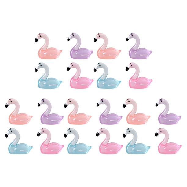 BRIGHTFUFU 20pcs figuras de flamenco en miniatura luminosas