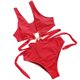 thumbnail image 1 of Bikini para mujer, cómodo, con escote en V profundo, con cordones de metal, traje de baño para mujer, traje de baño de talle alto OAVQHLG3B Store  lin121212, 1 of 4