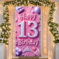 thumbnail image 3 of Pink Theme 13th Birthday Banner Glitter Style Display Princess Crown Heart Shape Glitter Celebration Backdrop for 13th Birthday Party Teenage Celebration Princess Party, 3 of 7