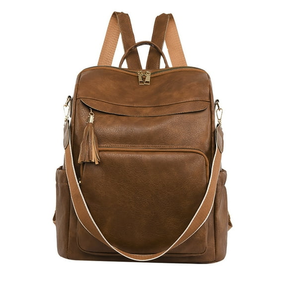 JSCDRPDWL Laptop Backpack Women Day Backpack for Men Business Backpack Women Black Backpack School Mochilas Women Leather Backpack Carry on Luggage, Brown One Size