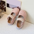 thumbnail image 5 of Bxsruta Toddler Girl Shoes Mary Janes Pearl Beaded Flat Dress Shoes for Kids, 5 of 8