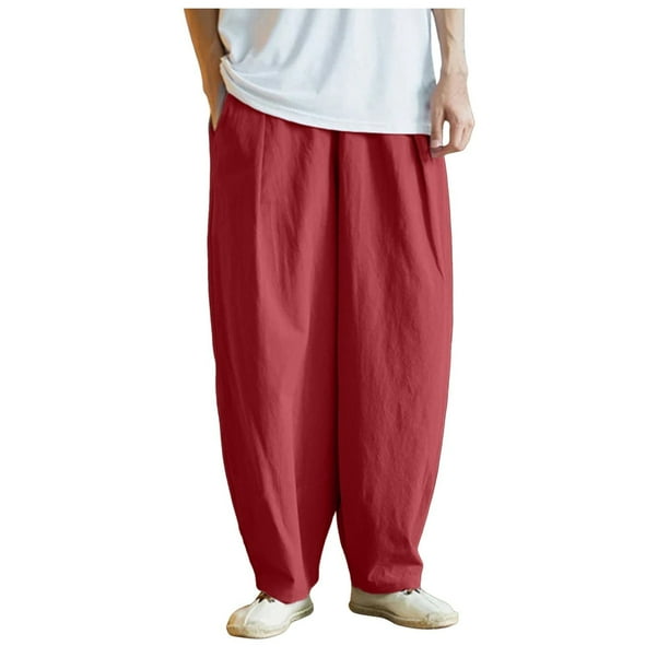 Pantalones deportivos de nylon y spandex con parches para hombre - Cintura ajustable, corte estándar - Actividades diurnas - Tallas L-XXXXXL