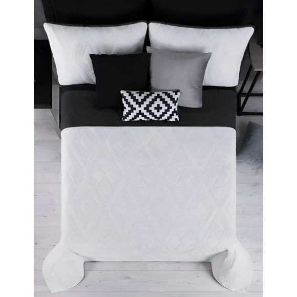 Edredón Xtellar Ligero Doble Vista Real Textil + 2 Fundas de Almohada, Juego de Colcha Matrimonial, Color Negro