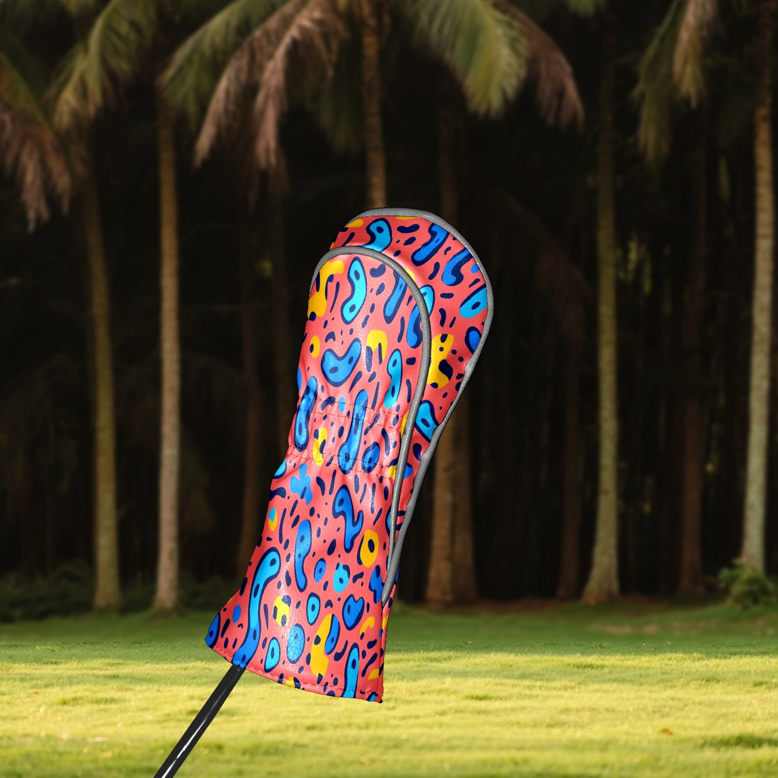 Golf Club Covers PU Leather Waterproof Head Covers for Fairway Woods Hybrids Irregular Pattern Unisex Fits Most Brands