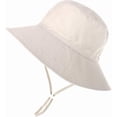 thumbnail image 3 of Baby Sun Hat UPF 50+ Wide Brim Bucket Hat - Adjustable Infant Toddler Sun Protection for Beach & Outdoor (Beige,0-8 Months), 3 of 4
