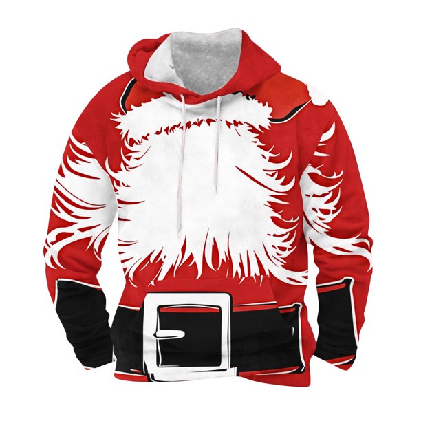 Sudadera con capucha para hombre, moda, bolsillos, manga larga, estampado navideño, sudadera con capucha, blusa para hombre, blusa de poliéster
