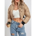 thumbnail image 5 of KelaJuan Women Cropped Puffy Jacket Solid Color Warm Down Jacket Zipper Cardigan for Winter Outwear Streetwear, 5 of 6