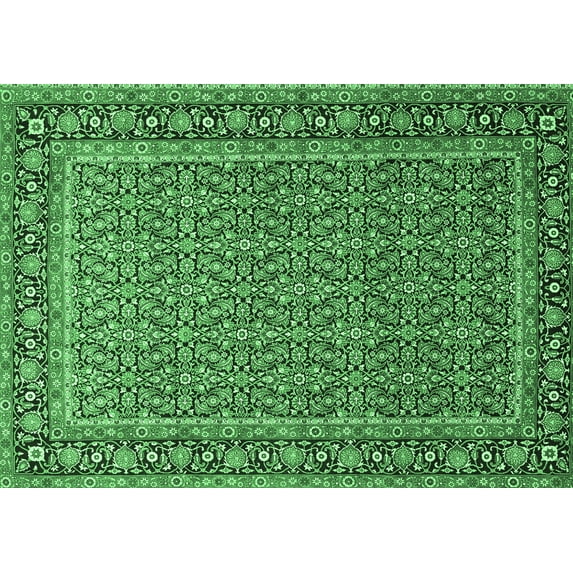 Ahgly Company Indoor Rectangle Persian Emerald Green Traditional Area Rugs, 8' x 12'