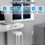 VILONG Desk Clamp Power Strip with 15 Outlets, 2 USB-C, 2 USB-A Ports, Surge Protector - White