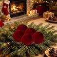 thumbnail image 5 of Velvet Wine Red Christmas Ball Ornament Large Size 15cm for Tree and Holiday Decor, 5 of 6