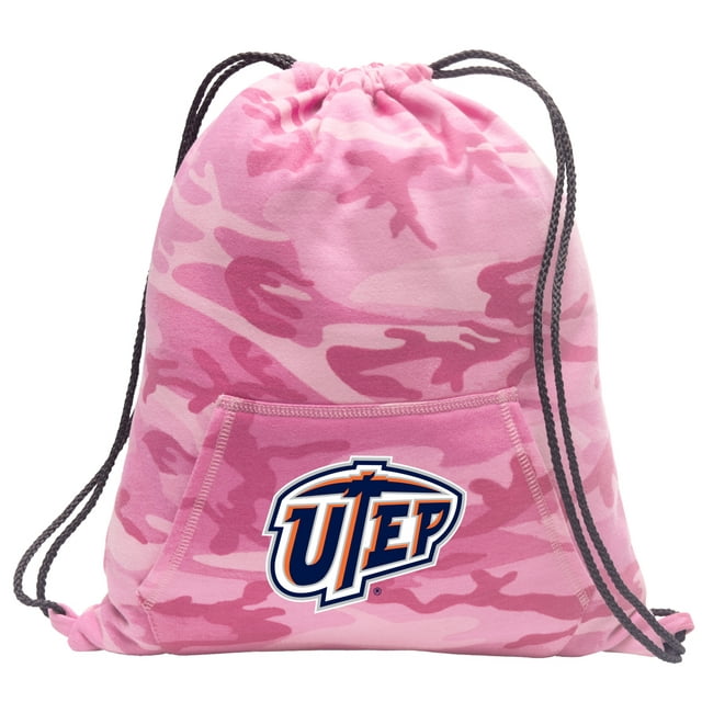 Girls UTEP Drawstring Backpack Pink Camo UTEP Miners Cinch Pack for Girls Women Her