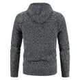 thumbnail image 3 of Domuza Full Zip Hoodie Men Long Sleeve Casual Striped Knit Cardigan Sweater Fall Winter Regular Fit Drawstring Hooded Sweatshirt Dark Gray L, 3 of 3