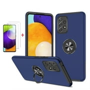 Xihaiying Samsung Galaxy A72 Case + Screen Protector Ring Car Mount Kickstand Hybrid Hard PC Soft TPU Case for Samsung Galaxy A72 5G (Blue)