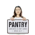 thumbnail image 3 of Pantry Open 24 7 Personalized 13 Inch x 20 Inch Novelty Plastic Sign Snacks Never Sleep Durable Weatherproof UV Protected Perfect for Kitchens Pantries Break Rooms Fun Gift for Families, 3 of 6