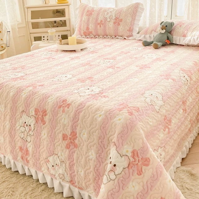 Winter Luxury Plush Bed Sheet Set Home Textile Double Bedspread Pillowcase 3pcs Bedding Set Multifunctional Blanket Bed Linens
