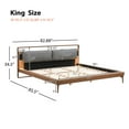 thumbnail image 2 of King Size Bed Frame,Platform King Bed Frame with PU Leather Headboard and 2 Night Lights for Bedroom,Solid Wood Slats Support,85.5"x82.88"x34.5",Brown, 2 of 7