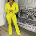 thumbnail image 5 of Prolriy Pants Suits for Women Dressy Women's V Neck Lapel Fashion Casual Solid Color Suit Two Set Classy Outfits for Women Yellow M, 5 of 8