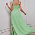 thumbnail image 4 of Dot Smocked Long Sun Dress Pure Color Bow Shoulder Strap Square Neck Side Split Maxi Dress for Birthday, 4 of 6