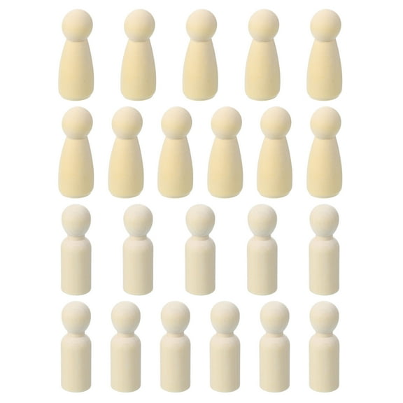 Uxcell 2.1" Height Wooden Pegs Dolls, 22Pcs Wood Pegs People Dolls
