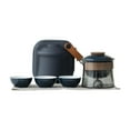 thumbnail image 1 of Juego de té de viaje Juego de té chino con infusor de té con estuche de almacenamiento Tetera de vidrio al aire libre portátil 1 olla y 3 tazas para Azul, 1 of 8