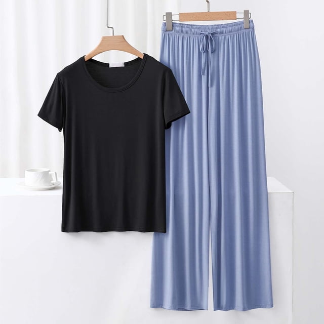 Weiqiqre Ensembles de Pyjama pour Femmes Pyjamas Rafraîchissants Ensembles Assortis d'Été Manches Courtes Ensemble de Détente Femmes