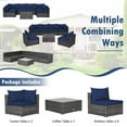 thumbnail image 5 of Canddidliike Patio Furniture Sets, 7 Pieces Patio Rattan Furniture Set Sectional Sofa Garden Cushion-Navy, Wicker Sofa Small Patio Conversation Couch for Garden, Poolside, 5 of 7