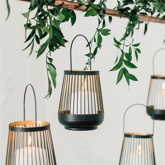 Weddingstar 4946-55 Geometric Metal Wire Hanging Lantern, Black & Gold - Large