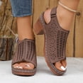 thumbnail image 6 of CQONEPT Women’s Elegant High Heel Sandals Fashion Hollow Out Breathable Peep Toe Chunky Heels Orthopaedic Wide Width Sandals Coffee 39, 6 of 6
