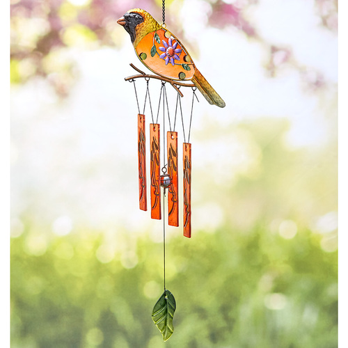 Colorful Glass Bird Wind ChimesOrange