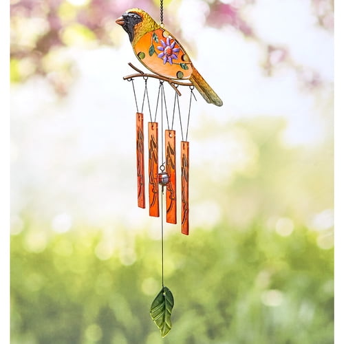 Colorful Glass Bird Wind ChimesOrange