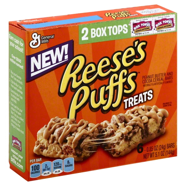 General Mills Reeses Puffs Treats Cereal Bars, 6 ea